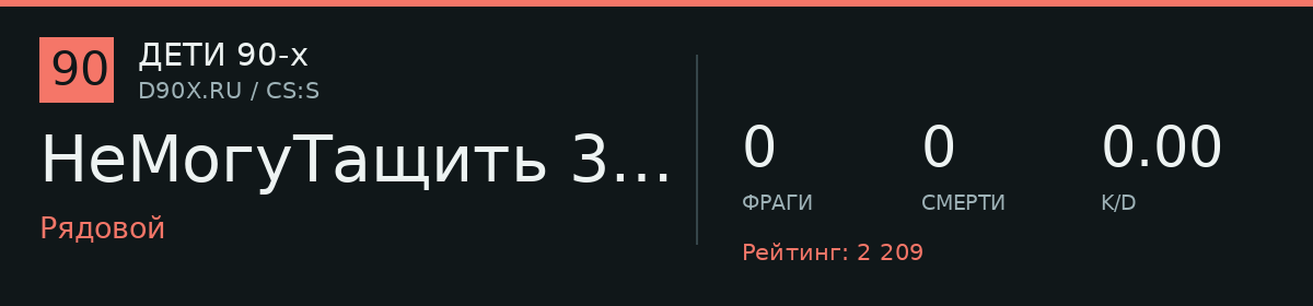 Статистика игрока НеМогуТащить 30FPS