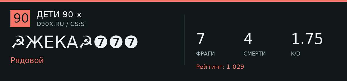 Статистика игрока ☭ЖЕКА☭❼❼❼